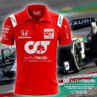 2022 Scuderia Alpha Tauri F1 Racing Team Logo Mens ขนาดใหญ่ลำลองแขนสั้นแนวโน้ม Graphic Polo Collar T-Shirt