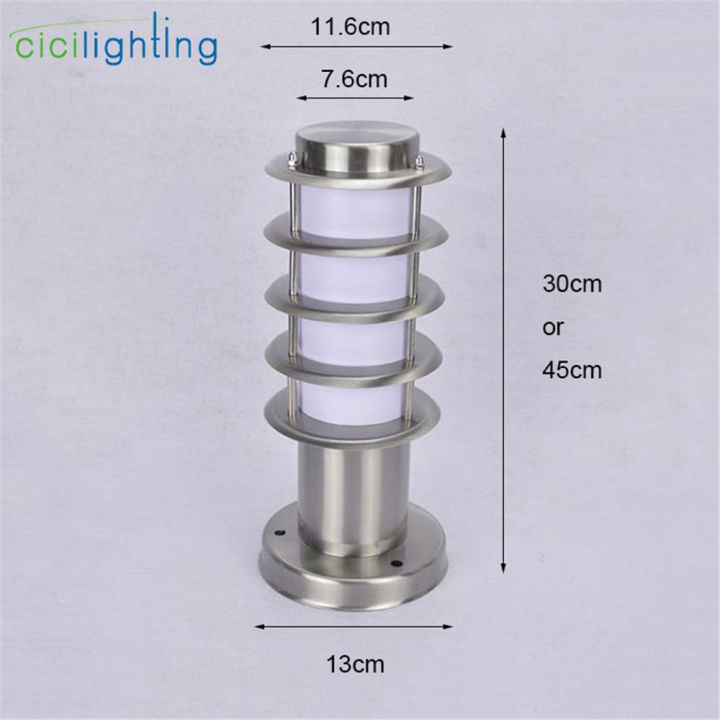 outdoor-waterproof-path-light-l30cm-l45cm-stainless-steel-white-acrylic-shade-outdoor-post-lamp-rust-proof-e27-pillar-lighting