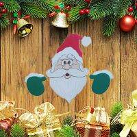 Merry Christmas Outdoor Banner Santa Claus Decor Xmas Garden Fence Ornaments Santa Claus Fence Peeker