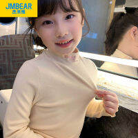 2023 Jamie Bear เสื้อคอสูงกำมะหยี่เด็กผู้หญิงแขนยาวสำหรับฤดูใบไม้ร่วงและฤดูหนาวสำหรับเด็ก T เสื้อเชิ้ตสาวน้อยสีทึบเสื้อกันหนาว