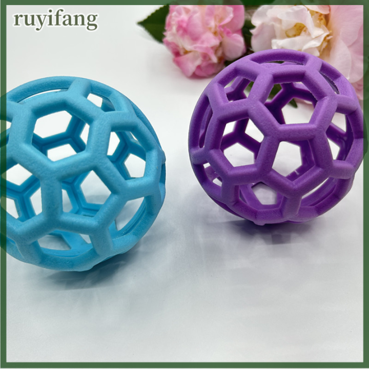 ruyifang-ของเล่นที่ทำจากยางธรรมชาติของสุนัขลูกบอลเพื่อความปลอดภัยรูปทรงเรขาคณิตของสุนัขลูกบอลแบบอินเตอร์แอคทีฟลูกสุนัขการฝึกเล่นฟันทำความสะอาดฟันของเล่นกลวง