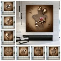 3d Effect Sculpture Metal Bronze Silver Statue Lover Couples Canvas Painting Wall Pictures Living Room Bar Cafe Home Decoration