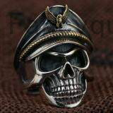 Fancyqube Cool Men Army Officer Eagle Cap Stainless Steel ring Hot sale men Punk Skull Ring