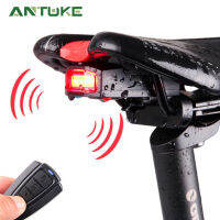 ไฟท้าย A6 USB ชาร์จไฟจักรยานเสือภูเขาไร้สายสมาร์ทรีโมทคอนโทรล Anti-Theft Alarm Horn Light Riding