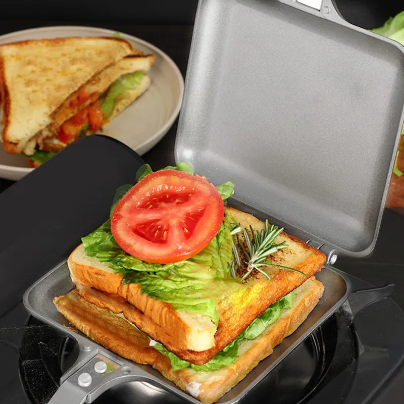 Non-Stick Sandwich Maker Foldable Grill Double-Sided Frying Pan