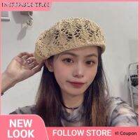 okfvifuerhsuhas Influencer Hollow Beret หมวก หมวกผู้หญิงแบนหมวกศิลปิน Peaked Newsboy หมวกฤดูร้อน Gorros สำหรับ Gril