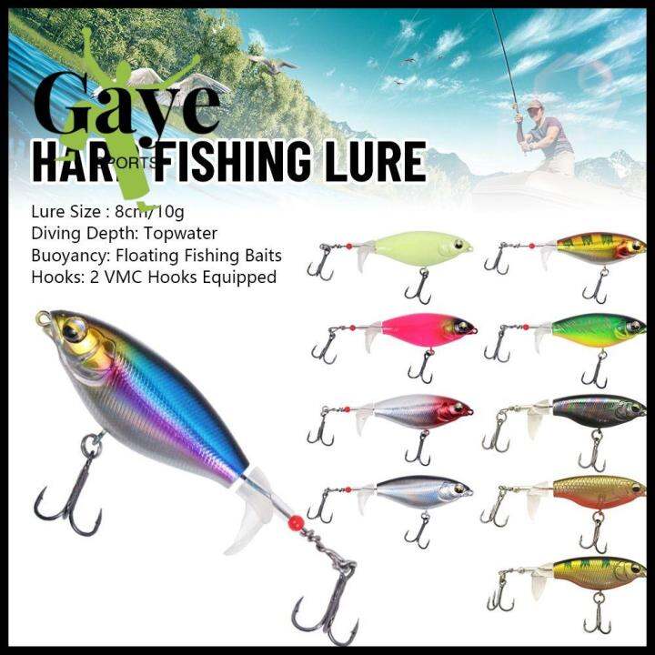 GS Lifelike Eye Rotating Tail Topwater 2 Segment Fishing Lure Double ...