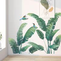 Tropical Plant Leaves Wall Sticker Home Decoration Murals Childrens Room Nordic Rainforest Green Plants Window Wall Decals Wall Stickers  Decals