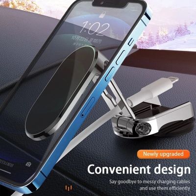360 Rotate Magnetic Car Phone Holder Foldable Universal Mobile Phone Stand Magnet Smartphone Support GPS For iPhone Samsung Car Mounts