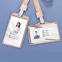 Aluminum Alloy Work Id Card Holder Certificate Metal Belt Lanyard Employee Card Badge Bus Label Meal Card Protective Sleeve Card Holders