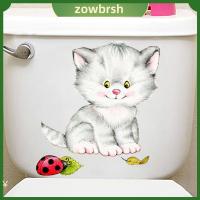 ZOWBRSH สติ๊กเกอร์ฝาผนัง ของตกแต่งบ้าน ห้องน้ำ การ์ตูน สติกเกอร์ติดผนังลูกแมว ห้องน้ำ น่ารักมาก