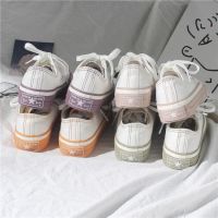 The New Ulzzang Joker Sandals Small Dirty Orange Wind Restoring Ancient Ways Small White Canvas Shoes