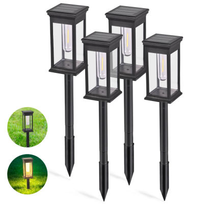 Solar Garden Lights Outdoor, 4 Pack Outdoor Lights Solar Powered with Warm White Tungsten Filament Lights, Waterproof Auto On/Off Solar Garden Ornaments Outdoor for Yard Pathway Patio Decorative