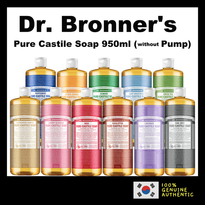 Dr.Bronner's] Pure Castile Soap 950ml 12 type (no Pump) dr bronner Dr