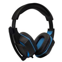 KOMC Gaming Headset Headphones For Ps5 Pc Controller Noise Isolating Over Ear Headphones With Mic Blue Led Light