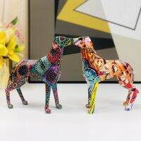 Graffiti Dog Sculpture Home Decoration Animal Ornament Figurine Nordic Style Resin Dog Statue Desktop Art Crafts