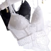 Japanese Style White Black Embroidered Girdle Student Girl Cute Flying Edge Push up y Underwear Set