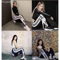 【กางเกงลำลอง】 Adidas women sport pants blackpink jennie rose กางเกงเอวสูงขายาวผู้หญิงแฟชั่น กางเกงขากว้างเอวยางยืด กางเกงขากระบอก กางเกงทรงหลวมลำลองเกาหลี สีดำ gift Christmas Gift