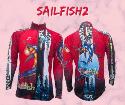 เสื้อตกปลา แฟชั่น กีฬากลางแจ้ง JK THAILAND ลาย SAILFISH สีไม่ตก แห้งเร็ว ใส่ได้ ชาย และ หญิง