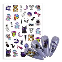 【LZ】 3D Cartoon Astronaut Dinosaur Cat Alien Nail Art Stickers Adhesive Sliders Colorful DIY Nail Transfer Decals Foils Wraps Decor