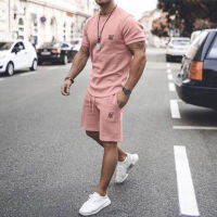 2021 Summer New Sik Silk Printing Trend Mens Street Fashion Casual Slim Shorts Set Cotton Short Sleeve T-Shirt 2-Piece Sets