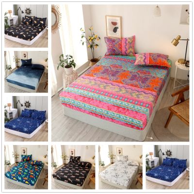young fashion element modern pattern fitted sheet pillow case set bedding protector dust proof functional bed linen 25cm deep