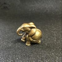 Vintage Pure Copper Solid Mini Elephant Figurines Lucky Desk Ornament Metal Brass Animal Statue Miniatures Home Decoration Craft