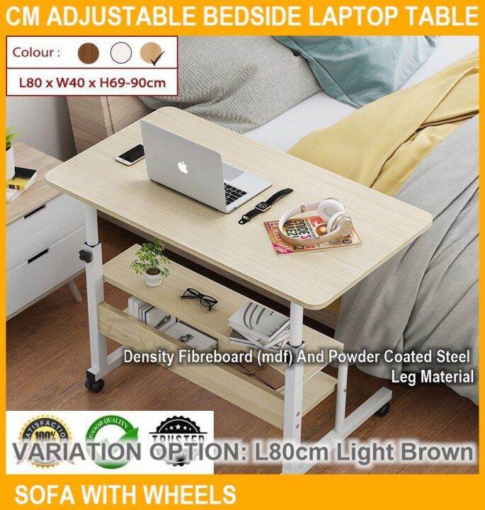 Lexis (l60/80) cm adjustable bedside desk laptop office table sofa side