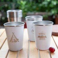 ShineTrip 4Pcs สแตนเลสแคมป์ชุดถ้วย350Ml Outdoor Travel ถ้วยกาแฟเบียร์สำหรับเครื่องดื่มร้อนพับแบบพกพาพร้อมกระเป๋า