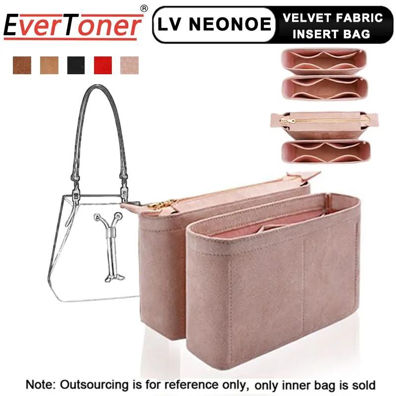 EverToner Purse Organizer Insert Bag For LV Neonoe Bucket, Plush Suede  Inner Storage Bag Cosmetic Linner Fit Womens Luxury Handbag Tote