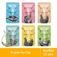 [MALETKHAO] PRAMY (พรามี่) แบบโหล (12 ซอง) อาหารเปียกสำหรับแมวโต สูตรเจลลี่ บำรุงสุขภาพ ขนาด 70 กรัม