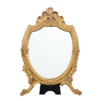 Antique Decorative Makeup Mirror Vintage Carved Cosmetic Mirror w Golden Frame