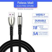 FELESS สายข้อมูลหัวโลหะคงทน เหมาะสำหรับ Iphone, Android, Type-c, Huawei, Vivo, Samsung, oppo, xiaomi ，meizu มีไฟแจ้งสถานะป้องกันมือถือเสีย