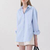 100% Cotton Womens Shirt 2021 Autumn New Solid Color Button Turn-Down Collar Long-Sleeved Casual Loose Ladies OL Shirts