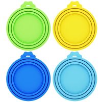 4 Pack Pet Food Can Covers Universal Silicone Can Lids - One Size Fit 3 Standard Size Dog And Can Tops