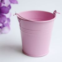 10X Pink  Baby Shower Favors Candy Boxes For Wedding Small Mini Round Tin Candy Buckets Colored Metal Buckets Wedding Candy Box Storage Boxes