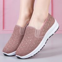 2022 New Ladies Mesh Crystal Sport Shoes Fashion Woman Tennis Shoes Light Breathable Sneakers Footwear Flat Breathable Shoes