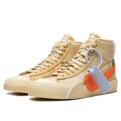 [HOT] Original✅ NK* Of- White- x BBlazr- Mid "All Hallows- Eve-" Beige Couple Casual Sports Sneakers Mens And Womens Skateboarding Shoes {Limited time offer}