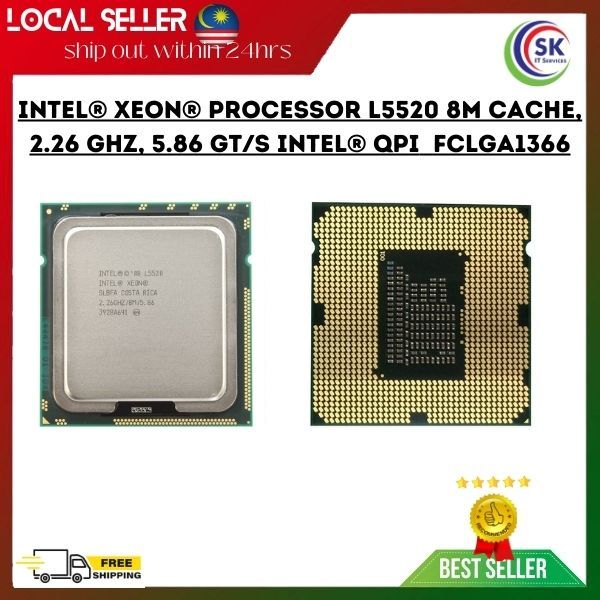 Refurbished Intel Xeon L5520 Quad Core 2.26GHz 8M/5.86 GT/s Socket