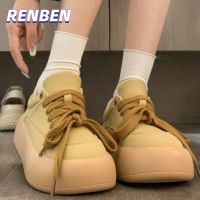 ✷ RENBEN ใหม่น่ารักสีทึบรองเท้าผู้หญิงสีขาวน้อย