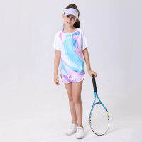 Girls and Childrens Outdoor Fitness, Yoga, Tennis, Badminton, Cycling, Quick Drying Clothes, Competition Suit, Short Sleeve Pants