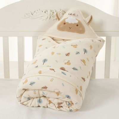BM ผ้าห่มห่อทารกแรกเกิดห่ออุ้มเด็กผ้าฝ้ายหนาหนาสำหรับออกนอกบ้านผ้าห่มอเนกประสงค์