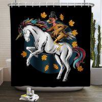 Creative Thanksgiving Hippie Shower Curtain Funny Anime Turkey Unicorn Dinosaur Bath Curtain Waterproof Bathroom Decor 180x180