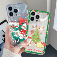 สำหรับ Realme C35 C11 2021 C12 C15 C21Y C25Y C25S Realme 5 5i 6i 8 Pro น่ารักอบเชยม้วน Kuromi ของฉัน Melody Merry Christmas ขอบสี่เหลี่ยม Full Len กรณีป้องกัน