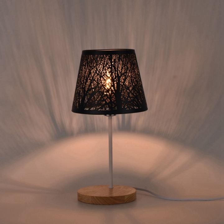 2x-small-lamp-shade-clip-on-bulb-barrel-metal-lampshade-with-pattern-of-trees-for-table-chandelier-wall-lamp-black