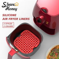 2Pcs Air Fryer Liners เกรดอาหาร Perforated Reusable ซิลิโคน Non-Stick Mat นึ่งเบเกอรี่ทำอาหาร Air Fryer Mats อุปกรณ์เสริม