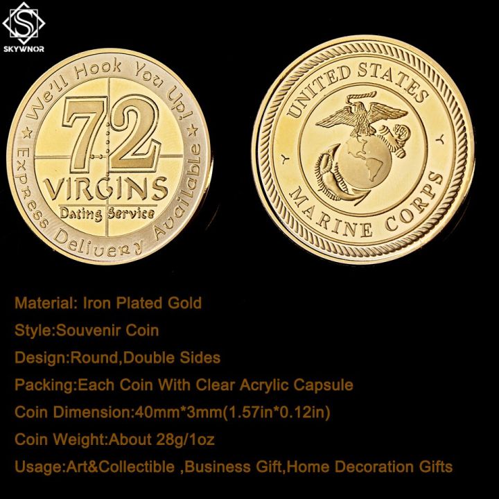 ข้อเสนอจำกัดเวลาที่กำหนดเหรียญ-usmc-us-กองทัพทะเล-corps-gold-challenge-72-virgins-matchallenge-service-เหรียญสะสม