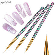 myyeah 3Pcs Set Nail Art Acrylic Transparent Handle Stripes Lines Liner