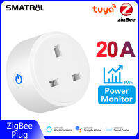 SMATRUL อะแดปเตอร์มาตรฐาน ZigBee,ปลั๊กไฟอัจฉริยะ Tuya /Smartlife อะแดปเตอร์มาตรฐาน UK 16A 20A ควบคุมด้วยเสียงไร้สายรีโมทคอนโทรลปลั๊กไฟพร้อมตัวจับเวลาวัดพลังงานสำหรับ Alexa Google Home