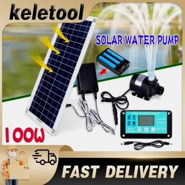 Brushless Motor 100w 800L/H Solar Water Pump Set With 10A Controller  Ultra-Silent For Garden Fountain Fish Pond